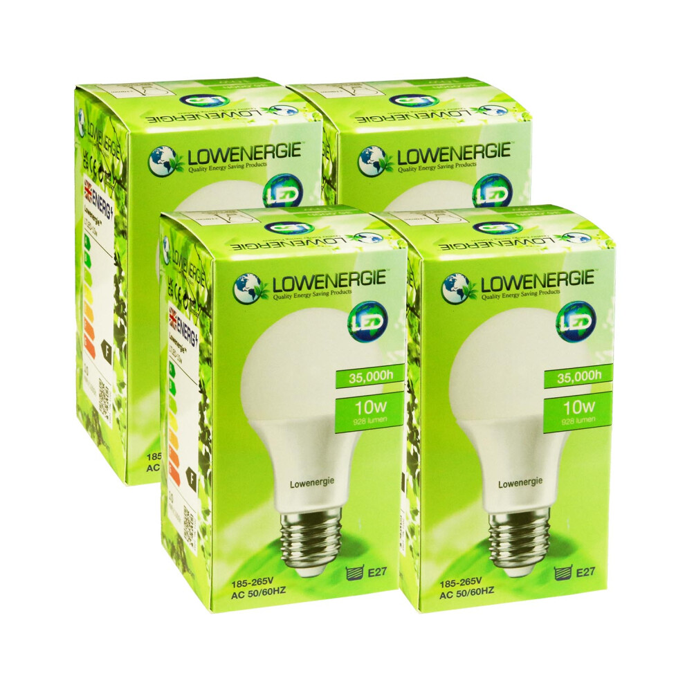 Photos - Light Bulb  Lowenergie LED  10w Edison Screw E27 Day White 6000K A60 GLS A+ Energy Saving Lamp(4 pACK )