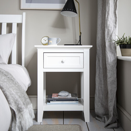 Noa and Nani (1 Drawer Bedside) Torsby Bedside Table with Drawer in Classic White 2
