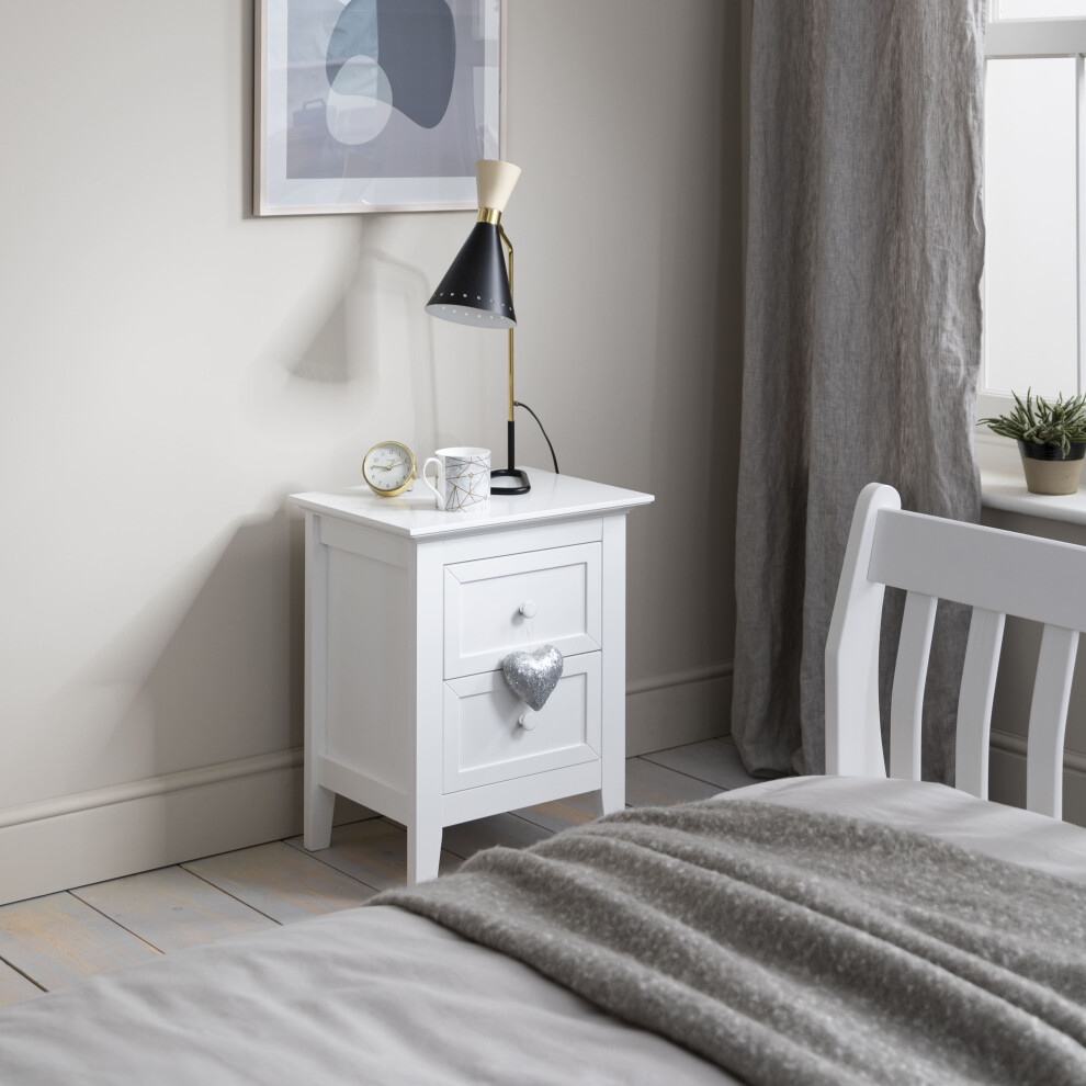 (Torsby Bedside Table with 2 Drawers in Classic White) Torsby Bedside Table with Drawer in Classic White