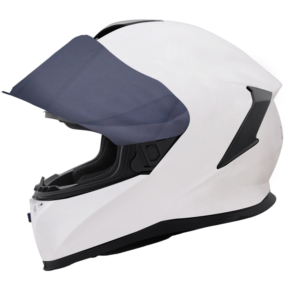 (White + Smoke Visor, M) ZORAX Falcon Full Face Motorcycle Motorbike Helmet On Road + Smoke Visor-image-OPC-PFWK25P-NEW