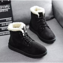 (2#black, UK 4(EU 37)) Women's Snow Ankle Boots Ladies Winter Warm Flat Fur Lined Low Heel Shoes Size *