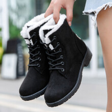 (Black, UK 3.5(EU 36)) Women's Snow Ankle Boots Ladies Winter Warm Flat Fur Lined Low Heel Shoes Size *