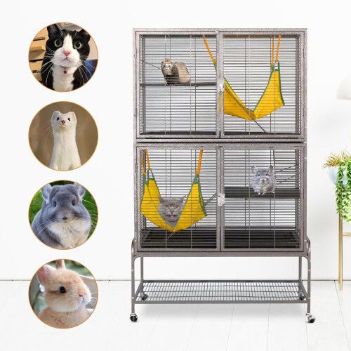 159 cm Double Story Levels Metal Portable Rolling Pet Small Animal Rat Cat Mouse Ferret Playpen Cage