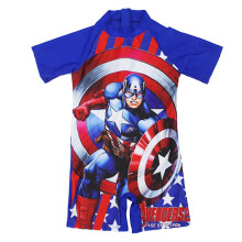 (Captain America - A, 8-11 Years) Kids Boys 3d Swimsuit The Avengers Superhero One-piece Jumpsuit Swimwear