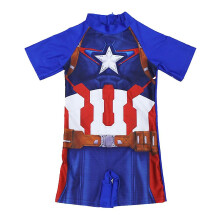(Captain America - B, 4-6 Years) Kids Boys 3d Swimsuit The Avengers Superhero One-piece Jumpsuit Swimwear