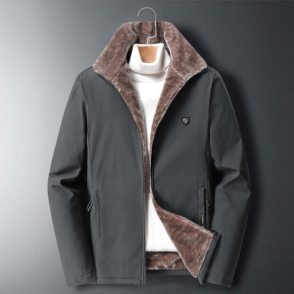 (grey, XXXL) Plus Velvet Lamb Velvet Jacket Men &apos;S Winter Warm Cotton -Padded Jacket Middle -Aged And Elderly Large Size Padded Jacket