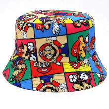 2022 Super Mario Bros Print Fisherman Hat Games Anime Figures Mario Luigi Yoshi Bowser Trend Fashion Sun Hat Kids Birthday Gifts