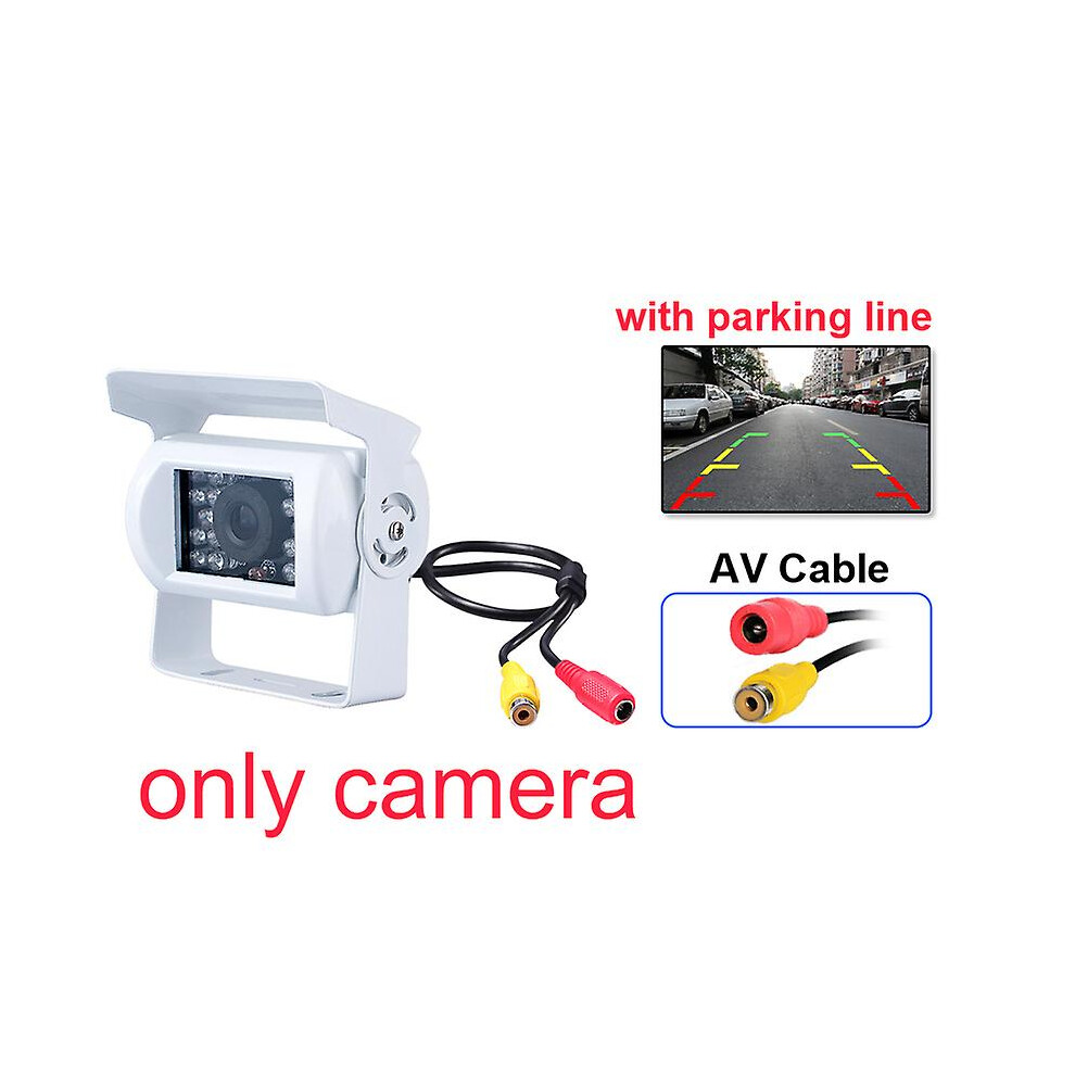 (With Lines(Av)) Truck Backup Camera Heavy Duty 18 Led Ir Night Vision Waterproof Vehicle Rear View Camera For Trailer/Pickups/Rv White 8994439329837