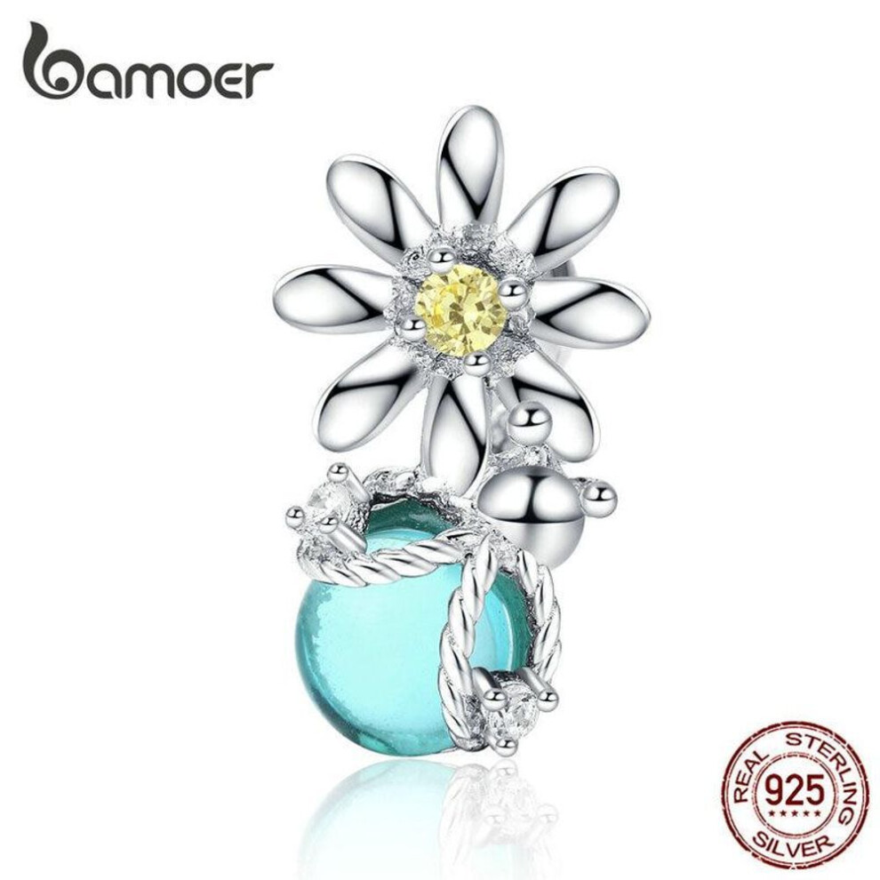 Bamoer Silver 925 Charm For Original Women Silver Snake Bracelet Daisy And Firefly Bead Accessoreis