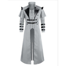 (Gray, xxxL) Vintage Men's Gothic Steampunk Long Jacket Trench Coat Retro Medieval Warrior Knight Overcoat Male Victoria Long Coat Plus Size
