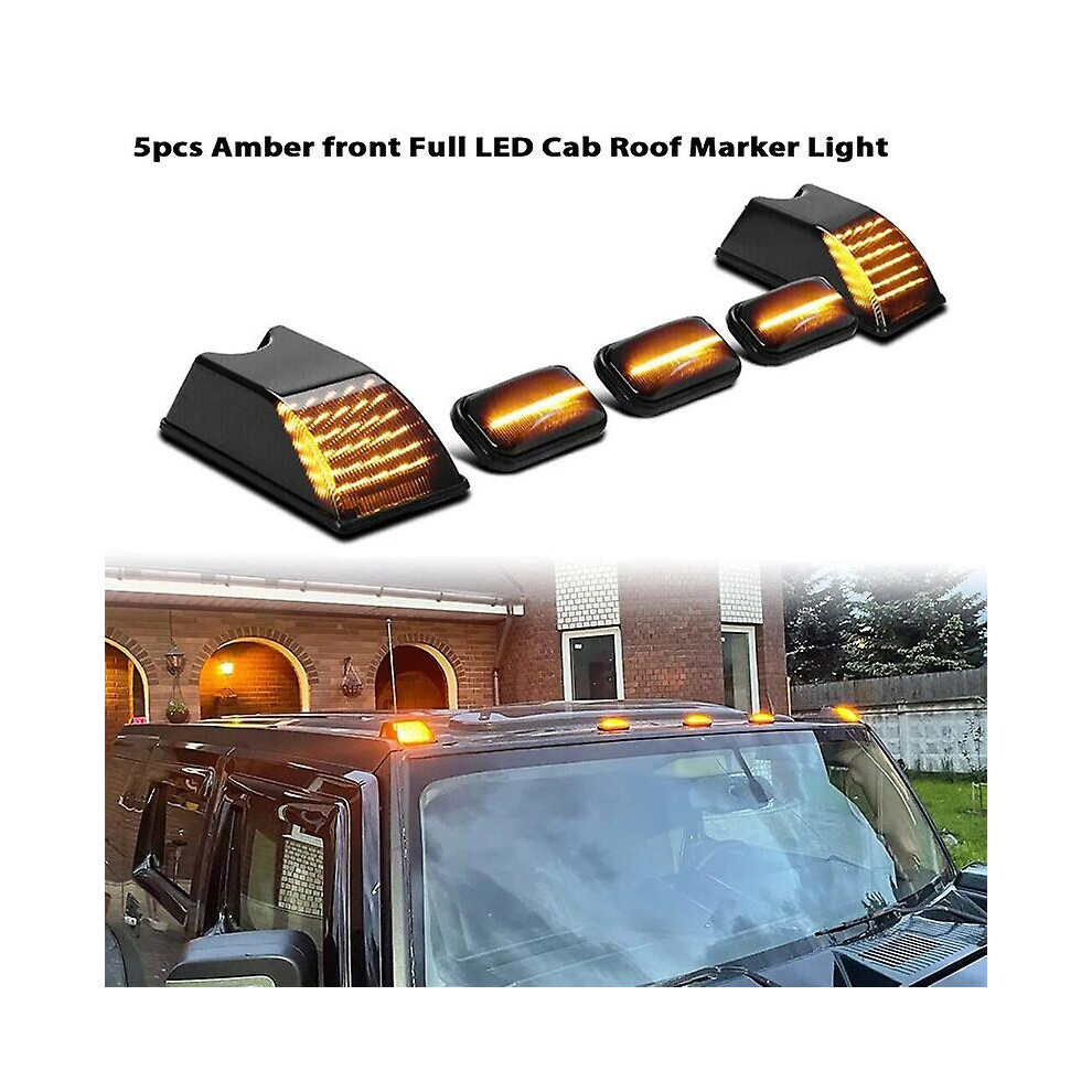 (5Pc Front United States) Ijdm Full Led Cab Roof Marker Light Kit For 2003-2009 Hummer H2 Suv/Sut Top Clearance Marker Lights Lamps 1 Amber/Red 8994439359377