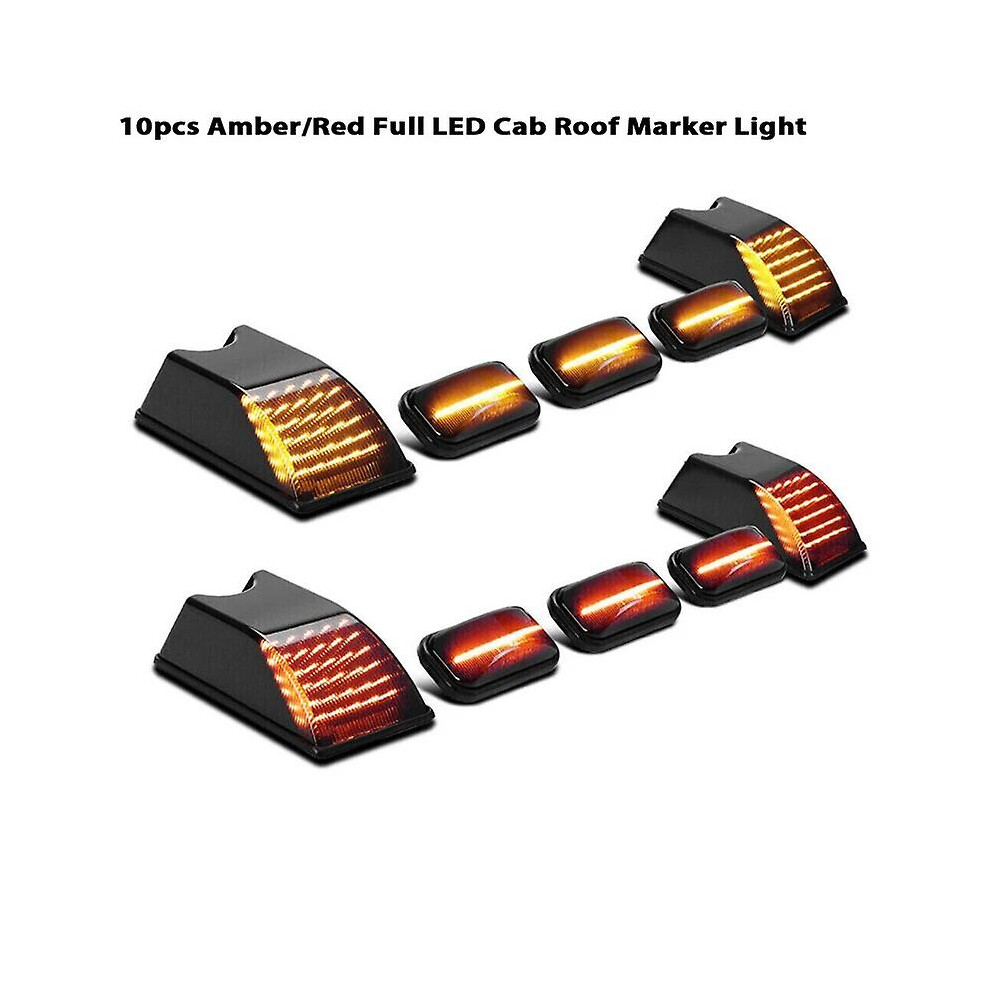 (10Pc Front Rear, China) Ijdm / Full Led Cab Roof Marker Kit For 2003-2009 Hummer H2 Suv/Sut Top Clearance Marker Lights Lamps 12V Amber/Red/Light 8994439359407