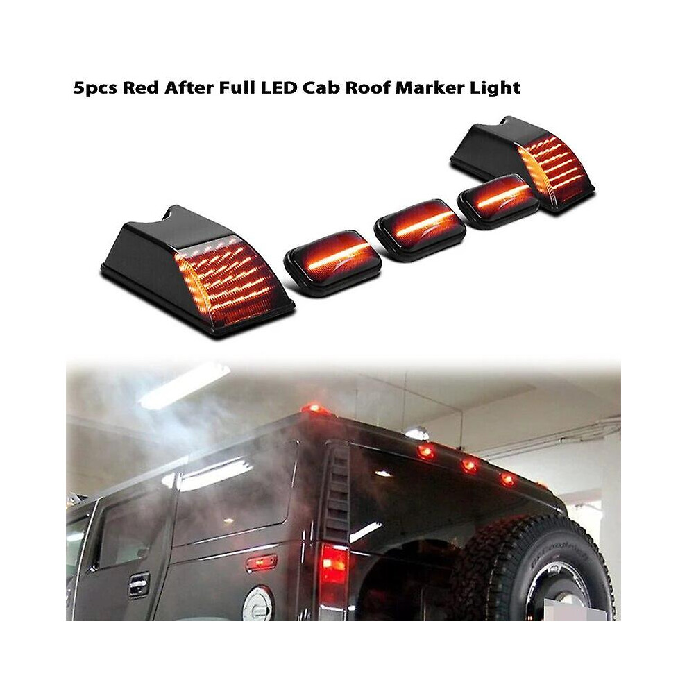 (5Pc Rear United States) Ijdm Amber/ Full Led Cab Roof Marker Light Kit For 2003-2009 Hummer H2 Suv/Sut Top Clearance Marker Lights Lamps 12V Red/Amber 8994439359452