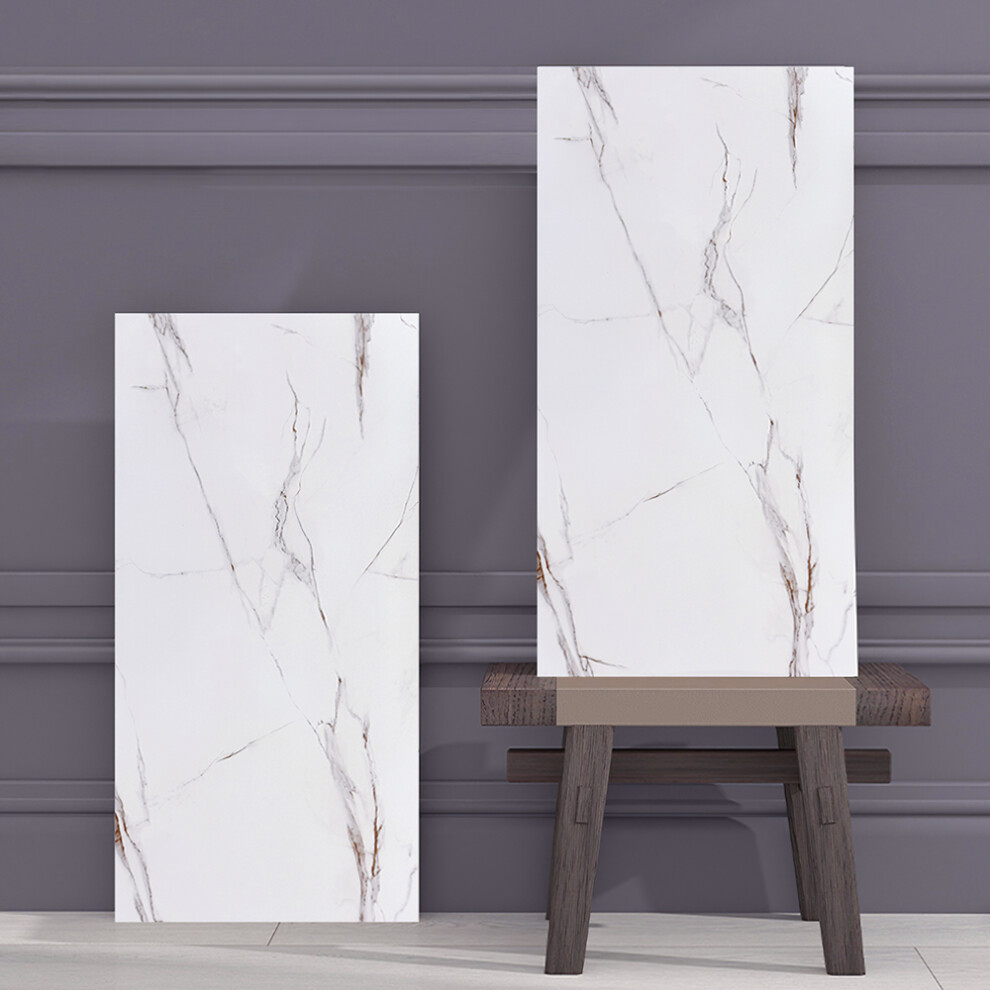 (02) 10 Pcs Peel and Stick Marble Wall Tile Blacksplash