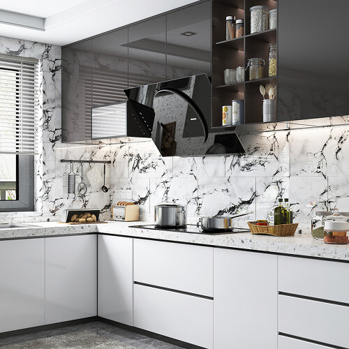 Living And Home (04) 10 Pcs Peel and Stick Marble Wall Tile Blacksplash 2