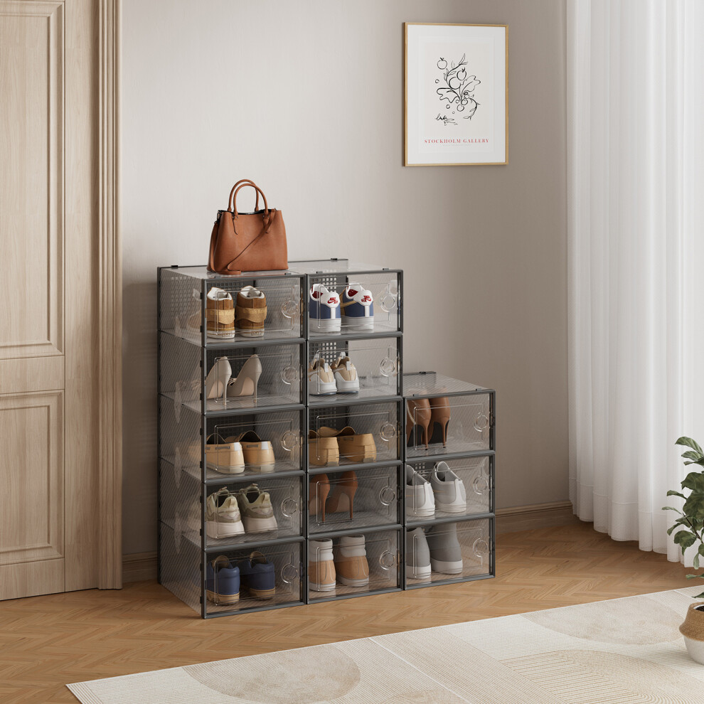 12 Pack Plastic Stackable Shoe Storage Box