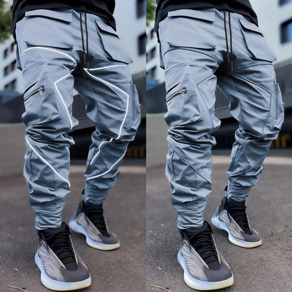 (grey, XL) Men&apos;s Casual Pants Loose Legged Large Pants Sports Pants