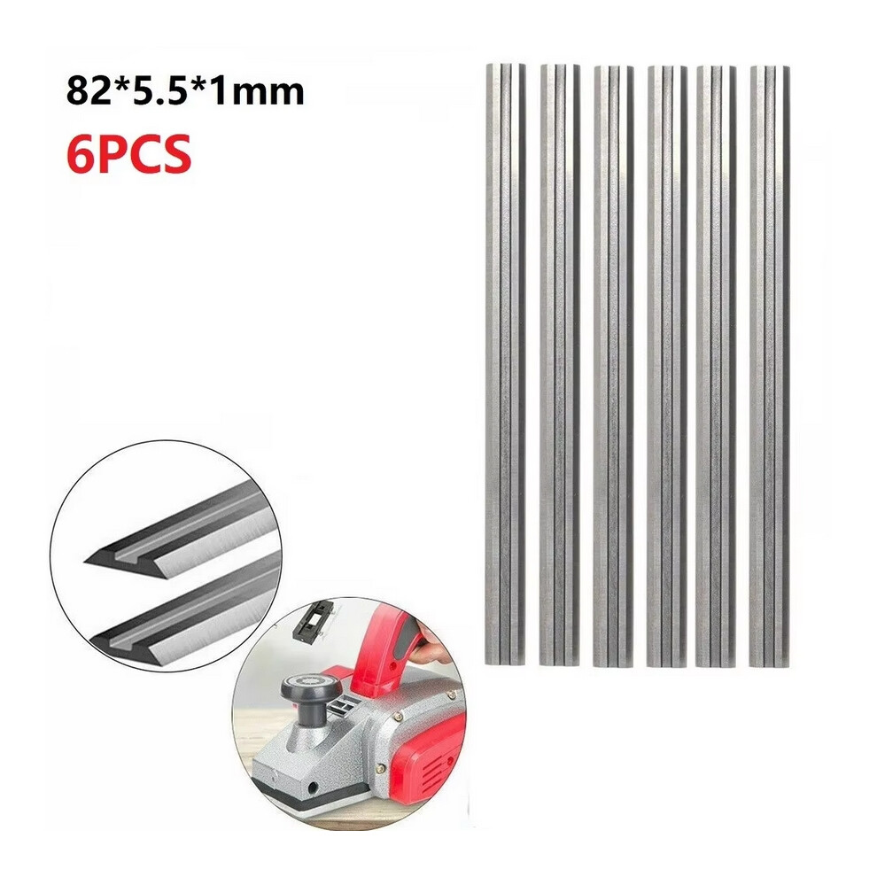 6Pcs Planer Blades Carbon Steel Planers For Mka 82Mm Reversible Wood Planer Knives Woodworking Tool 82X5.5x1.1mm 6903501118592