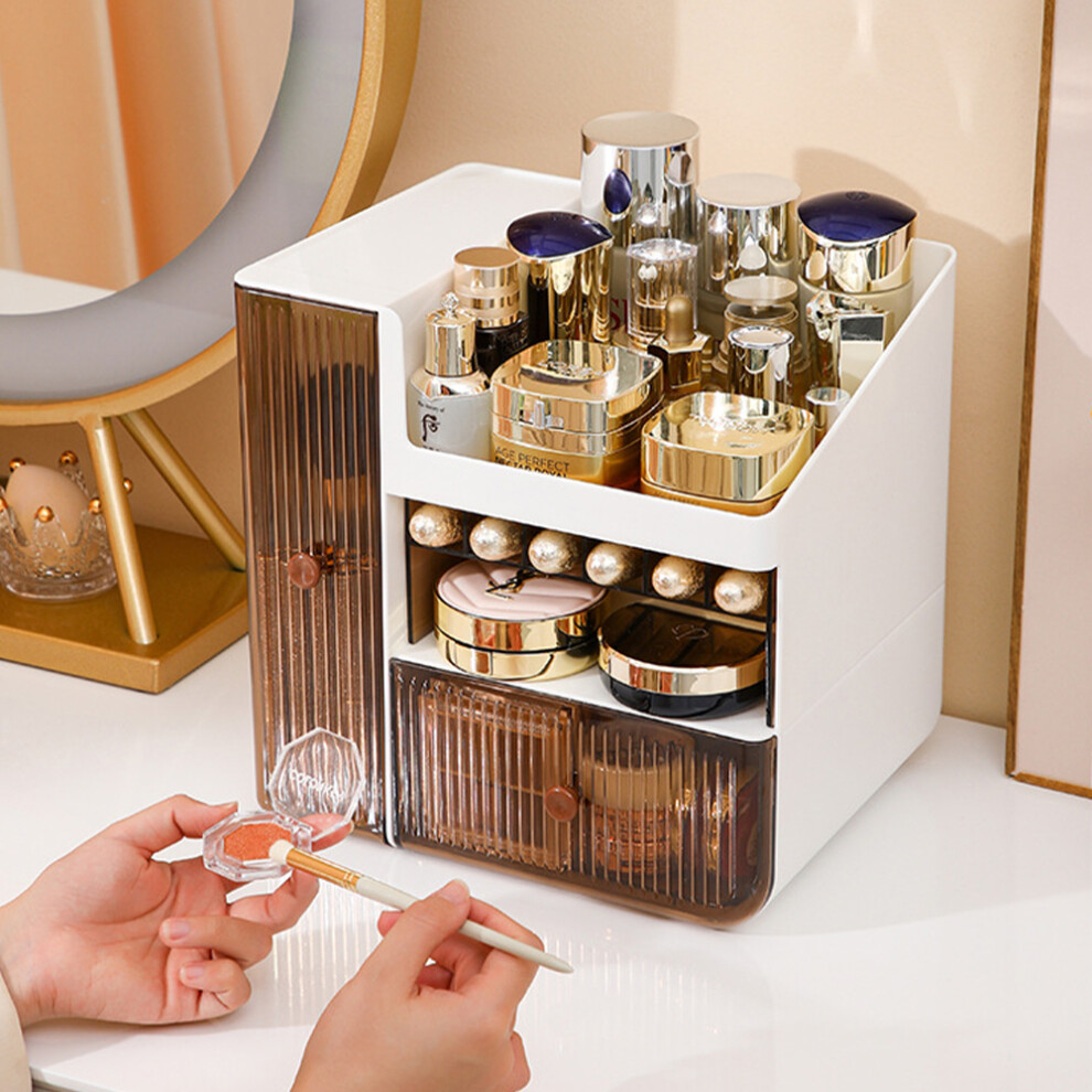 Large Capacity White Makeup Organizer with Drawers
