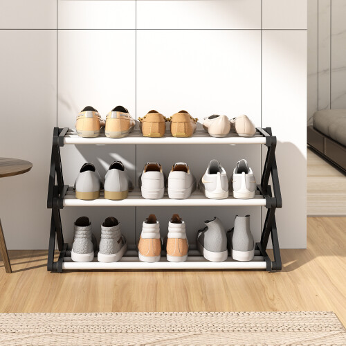 Living And Home (3 Tiers) Foldable Multi-Tier Metal Shoe Rack 2