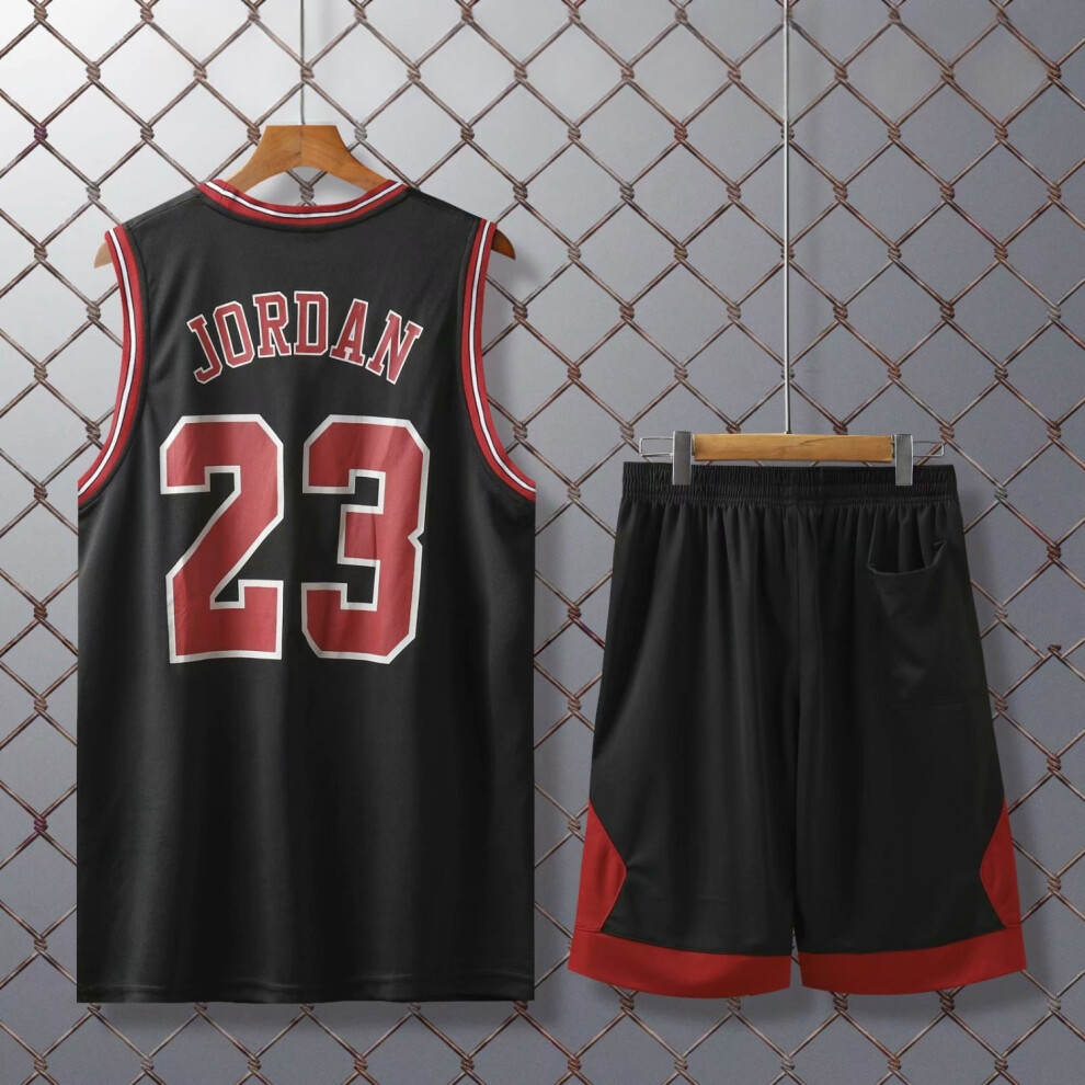 (black, XL(165-170cm)) Quick-drying Breathable Activewear No.23 Jordan Basketball Fans Training Shirt Kits For Kids And Adult