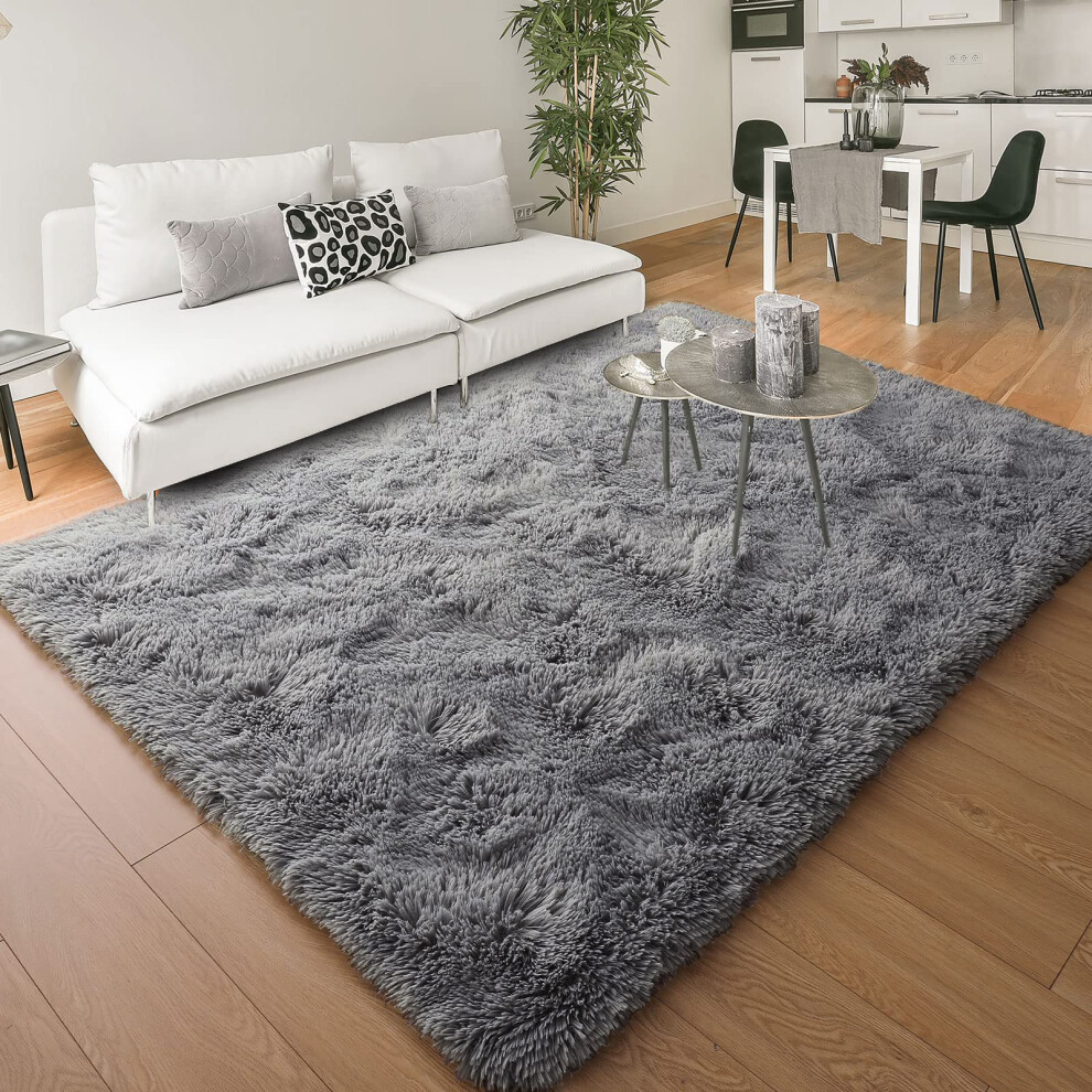 (200cm x 290cm (6ft 8" x 9ft 7")- Extra Large Rugs For Bedroom Living Room Area Floor Carpet Indoor O, Grey) Non Slip Grey Rugs Floor Area Carpet Runner Mat UK