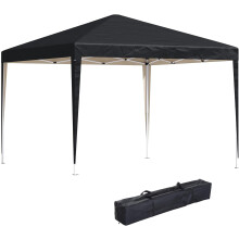 Outsunny 3 x 3M Garden Pop Up Gazebo Height Adjustable Marquee Party Tent Wedding Canopy with Carrying Bag, Black