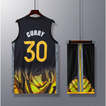 (black&gold, L(160-165cm)) Quick-drying Breathable Activewear No.30 Curry Basketball Fans Training Shirt Kits For Kids And Adult