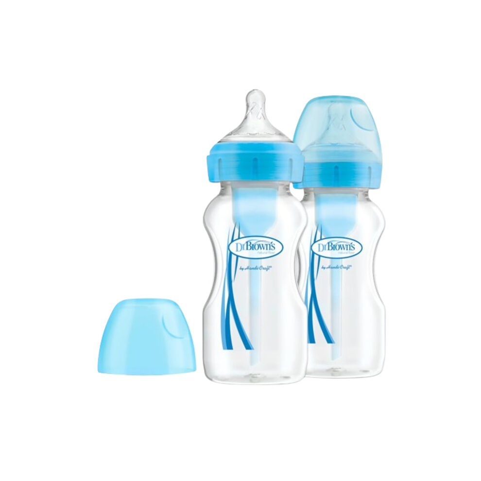 Dr Brown - Wide-Neck Options+ Bottle, BLUE (2 Pack)