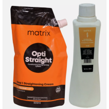Matrix Opti.Straight Normal Straightening Cream & Neutralizer 500ml each – Ammonia-Free Smoothing Kit for All Hair Types