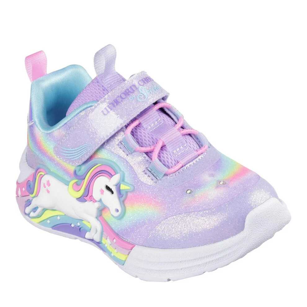 (4 UK Child, Lavender/Multicoloured) Skechers Girls Chaser Unicorn Trainers