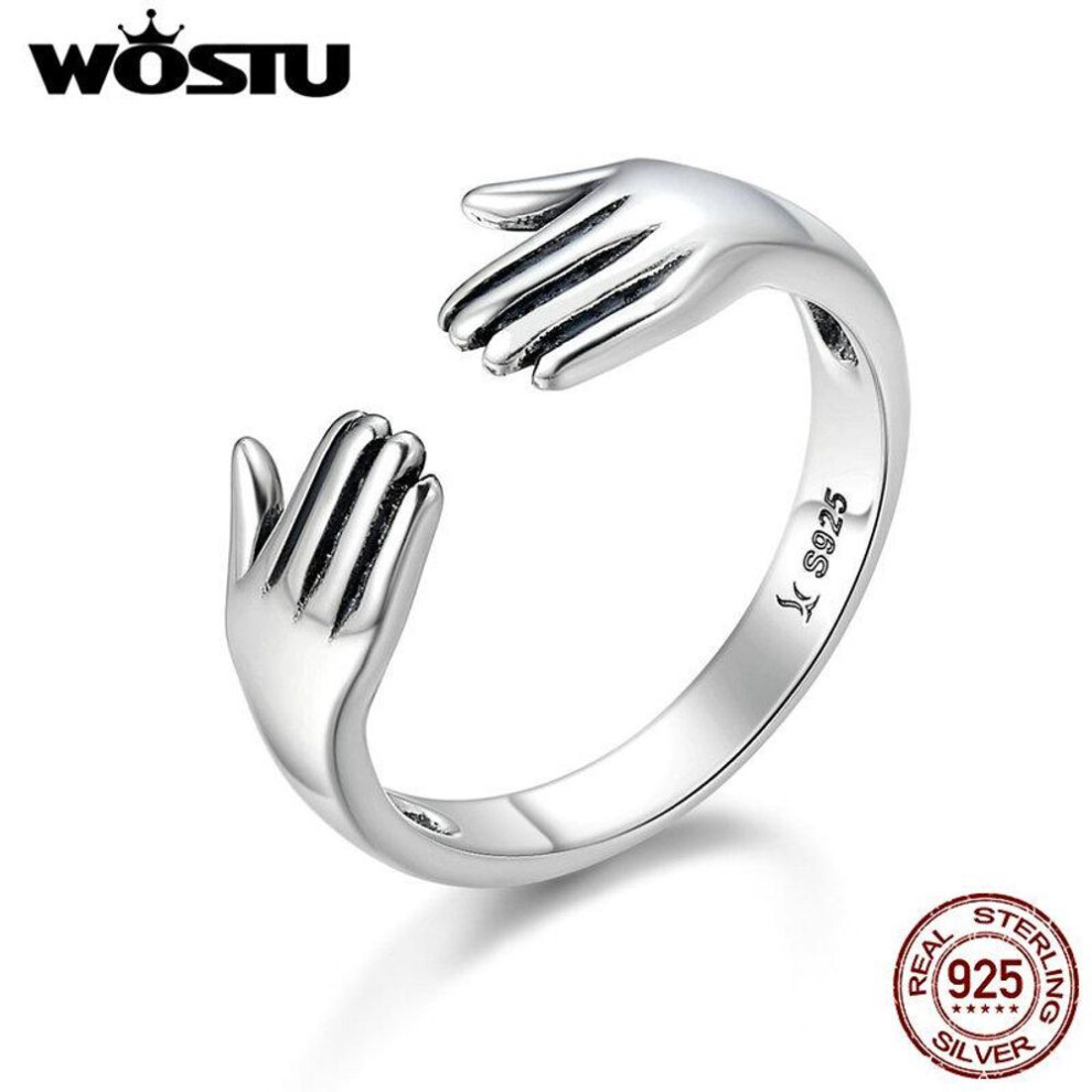(Ring) Wostu 925 Sterling Silver Embrace The Future Adjustable Rings For Women Authentic Fine Jewelry Gift