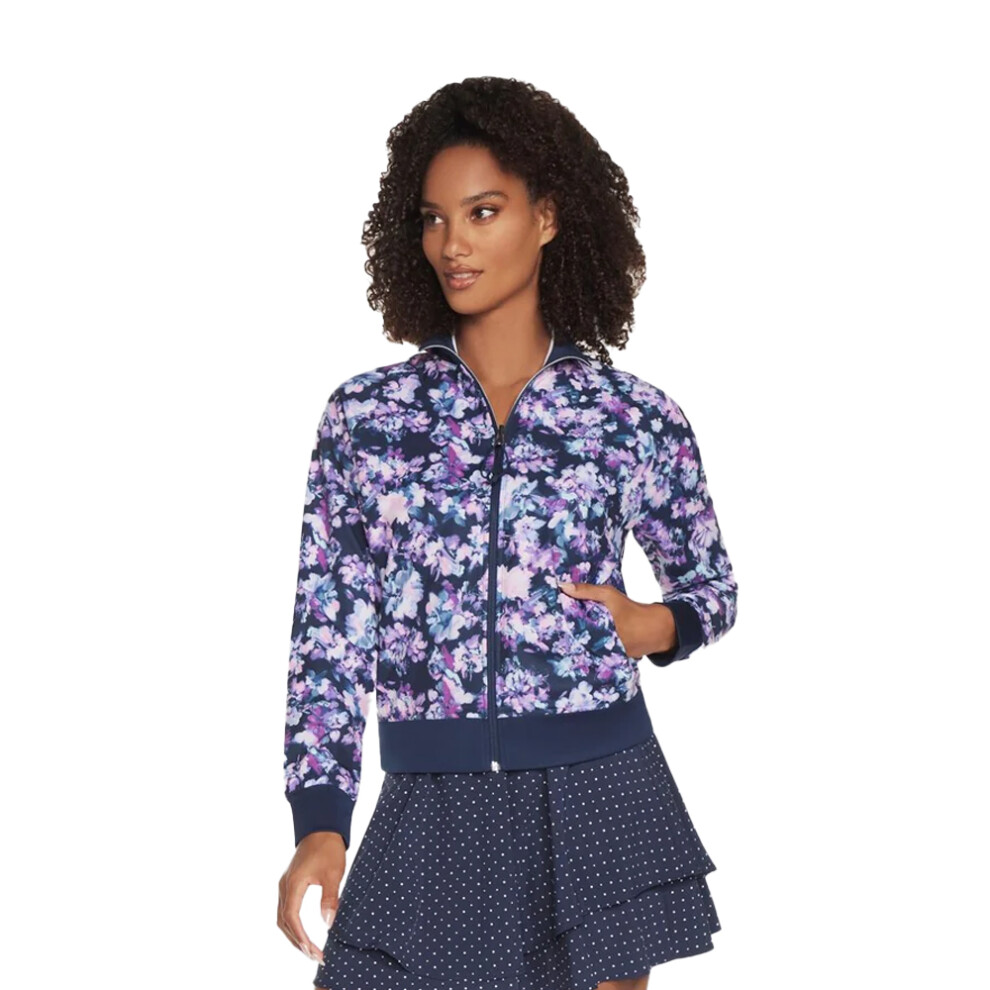 (S, Blue/Lavender) Skechers Womens/Ladies Misty Floral Reversible Jacket