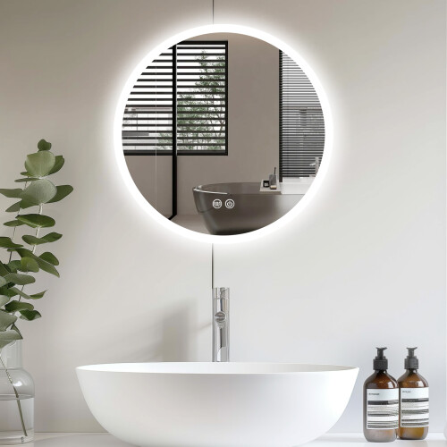 (Round 60cm) Bathroom Mirror with LED Wall Mounted Mirrors