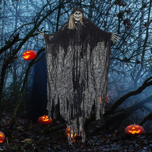 Living And Home 120cm Halloween Hanging Skeleton Ghost with Sensor 1