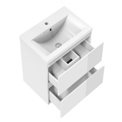 AICA 500mm Wall Hung Bathroom Vanity Units Gloss White with Ceramic Basin 1