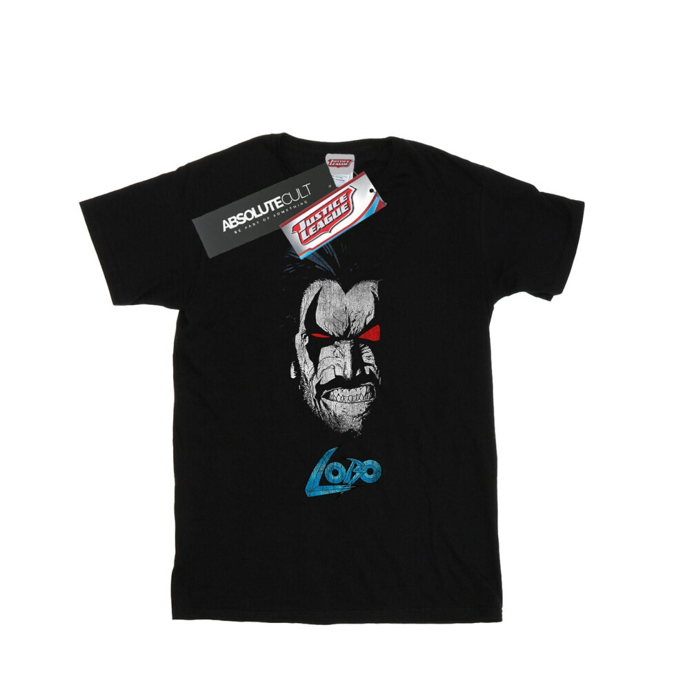 (L, Black) DC Comics Mens Lobo Face T-Shirt