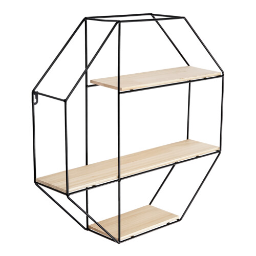 Living And Home Octagonal Metal Floating Wall Display Shelf 2