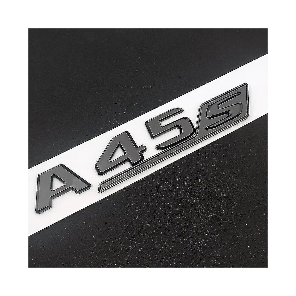 (A45s Glossy ) 3D Abs Chrome Logo A45s Emblem Letters Turbo 4Matic Badge Car Sticker For Mercedes Benz A45s Amg W176 W177 Accessories A45s Black 8994439376077