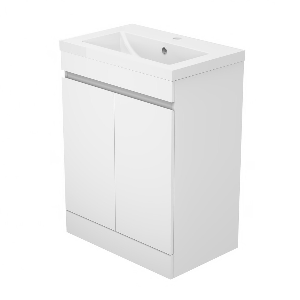 (600mm) Gloss White Freestanding Bathroom Vanity Units With Basin Sink