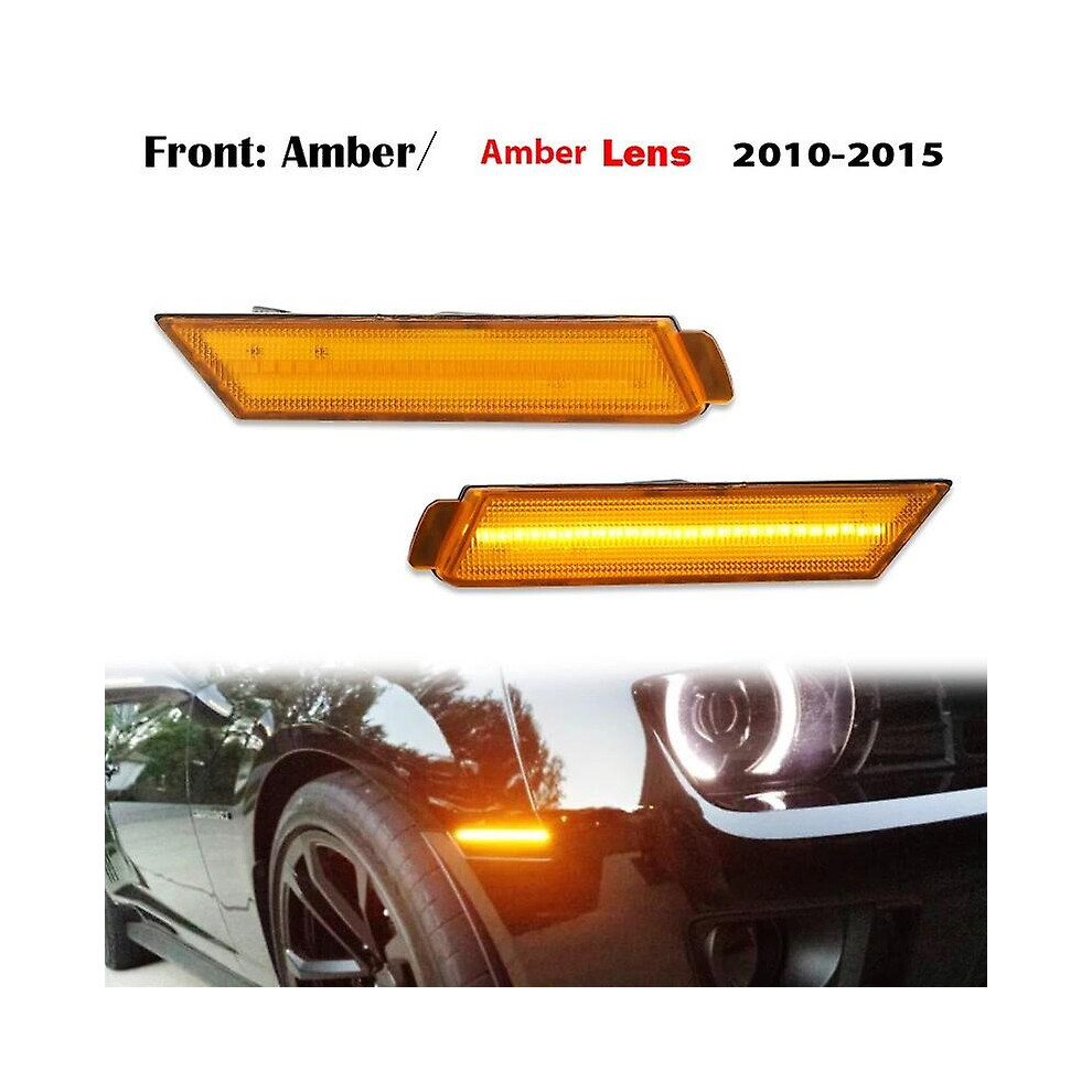 (2Pc Front 3) Ijdm 12V Full Side Marker Lights For 2010-2015 Chevy Camaro, (Front: Rear: Red) Powe By Total Of 96 Smd Led Amber/Red 8994439378835
