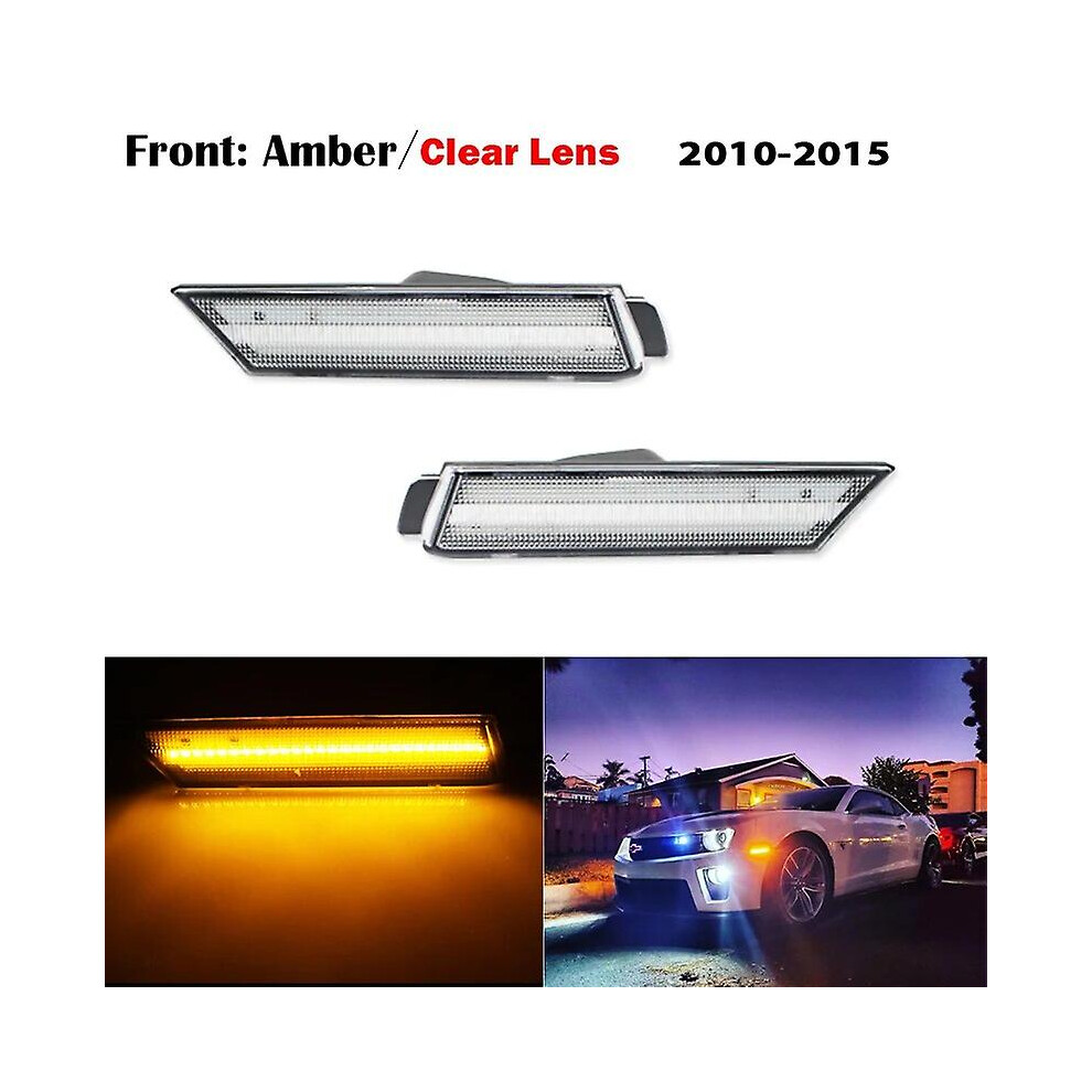 (2Pc Front 1) Ijdm 12V Full Side Marker Lights For 2010-2015 Chevy Camaro, (Front: Rear: Red) Powe By Total Of 96 Smd Led Amber/Red 8994439378842