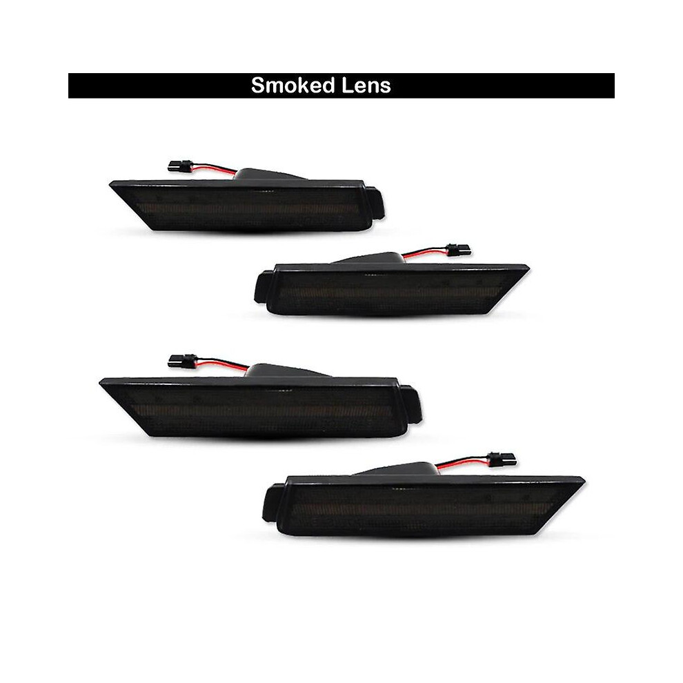 (4Pc Smoked Lens) Ijdm 12V Full Side Marker Lights For 2010-2015 Chevy Camaro, (Front: Rear: Red) Powe By Total Of 96 Smd Led Amber/Red 8994439378866