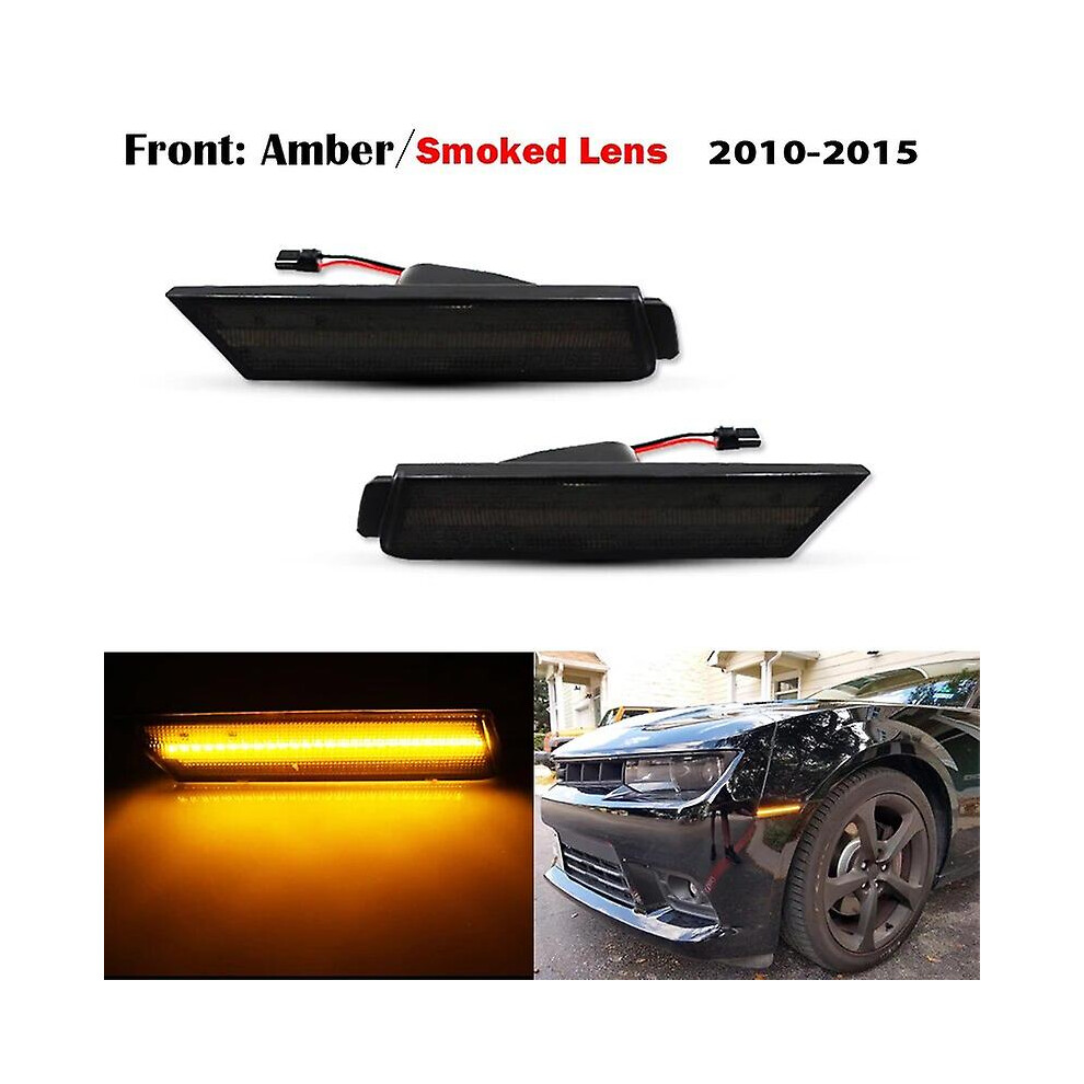 (2Pc Front ) Ijdm 12V Full Side Marker Lights For 2010-2015 Chevy Camaro, (Front: Rear: Red) Powe By Total Of 96 Smd Led Amber/Red 8994439378903