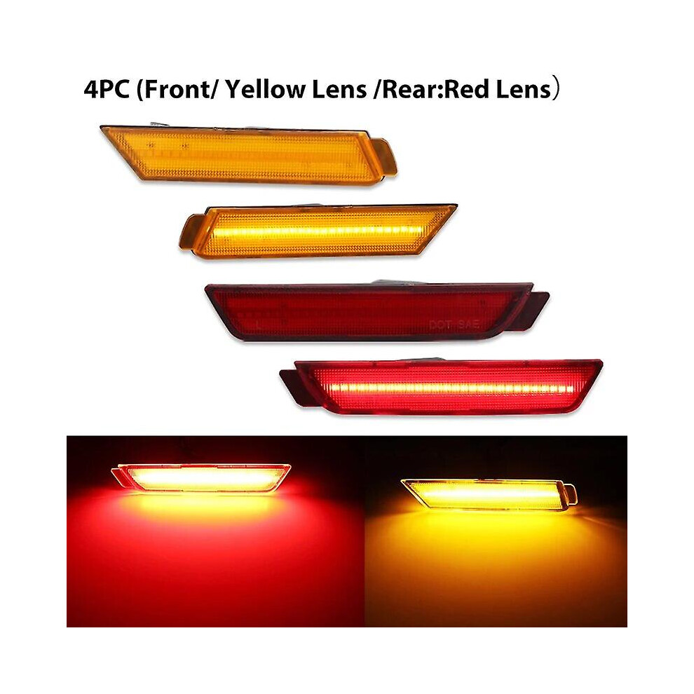 (4Pc Front Rear) Ijdm 12V Full Side Marker Lights For 2010-2015 Chevy Camaro, (Front: Rear: Red) Powe By Total Of 96 Smd Led Amber/Red 8994439378910