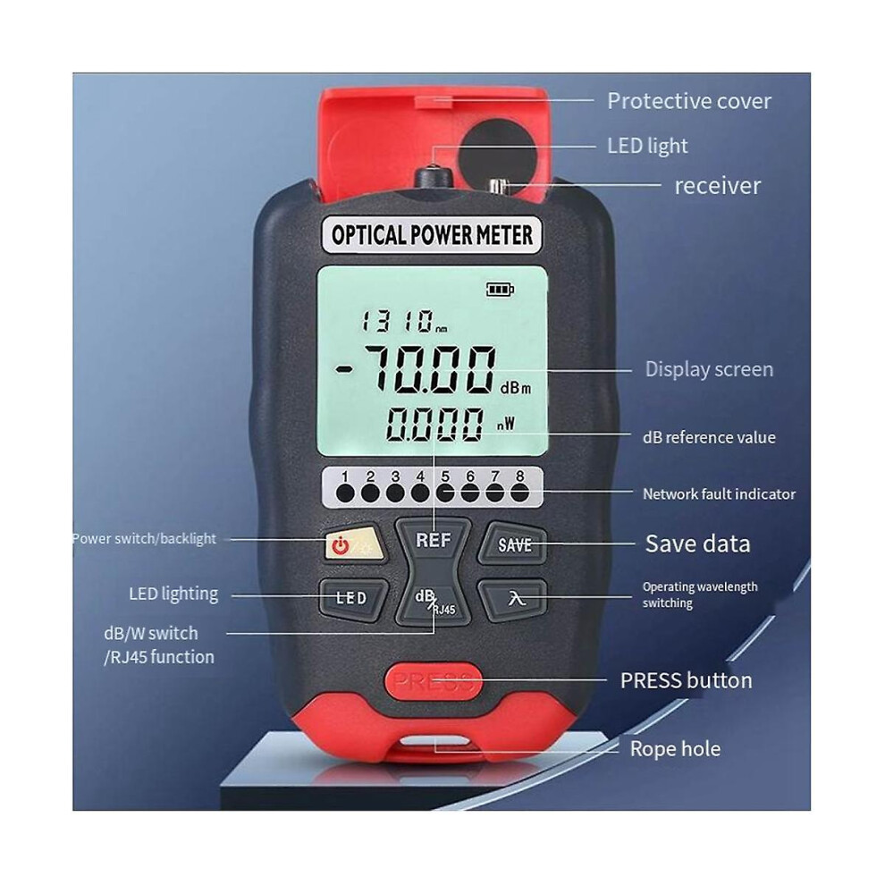 Optical Fiber Power Meter Fiber Visual Fault Locator 10 Wavelengths Sensitive Chip Accurate Measure 8994439441621