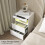 ELECWISH LED Bedside Table 3 Drawer Storage Cabinet with Charging Station White 6