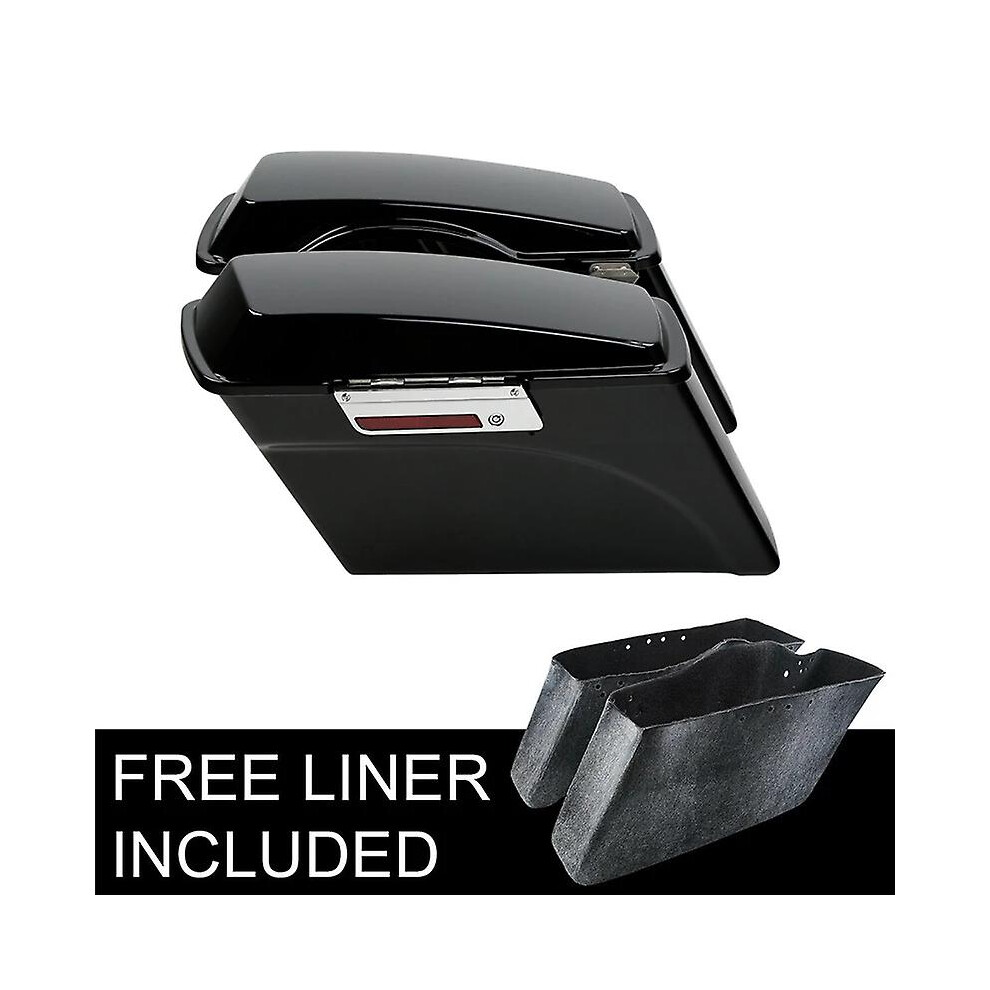 (Vivid ) Motorcycle Abs Saddlebags With Lid Latch Keys For Harley Road King Electra Glide Road Glide Ultra 1994-2013 2012 Black 8994439444011