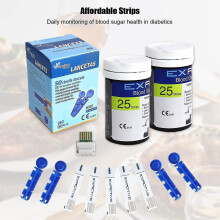 Exactive Vital Blood Sugar Monitor, Blood Glucose Tester Kits With 50 Test Strips And 50 Lancets -in Mmol