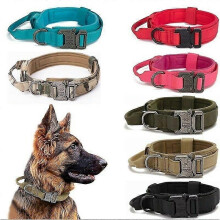 (pink, XL) Tactical Dog Collar - Heavy Duty Military Nylon for Dog Training